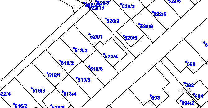 Parcela st. 520/4 v KÚ Jirkov, Katastrální mapa