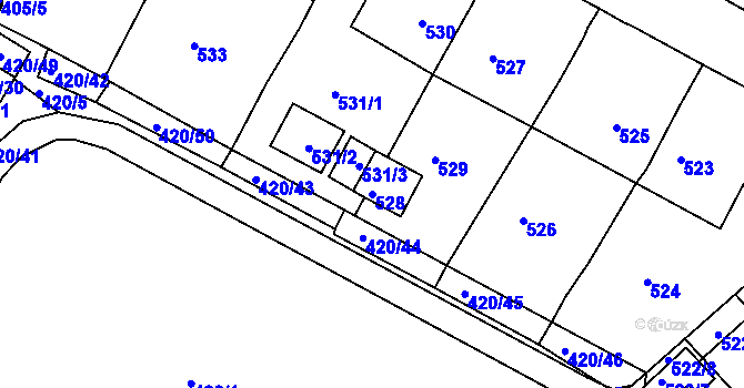 Parcela st. 528 v KÚ Jirkov, Katastrální mapa