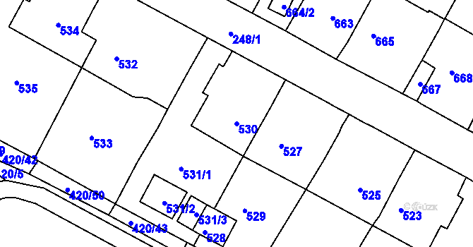 Parcela st. 530 v KÚ Jirkov, Katastrální mapa