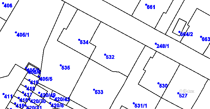 Parcela st. 532 v KÚ Jirkov, Katastrální mapa