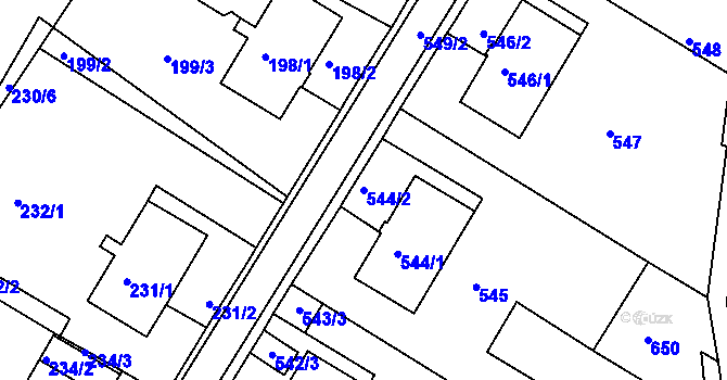 Parcela st. 544/2 v KÚ Jirkov, Katastrální mapa