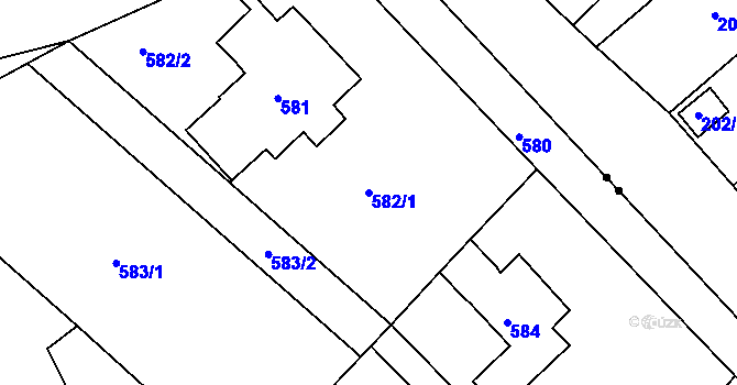 Parcela st. 582/1 v KÚ Jirkov, Katastrální mapa