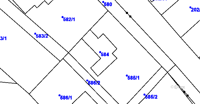 Parcela st. 584 v KÚ Jirkov, Katastrální mapa