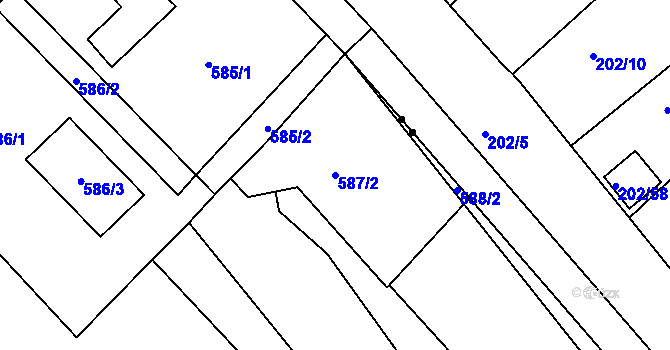 Parcela st. 587/2 v KÚ Jirkov, Katastrální mapa