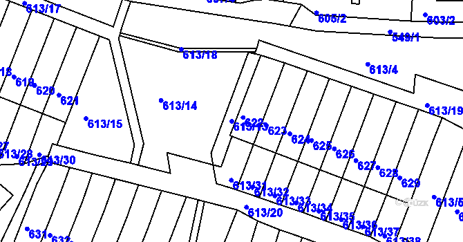 Parcela st. 613/13 v KÚ Jirkov, Katastrální mapa