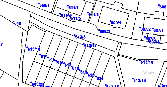 Parcela st. 613/17 v KÚ Jirkov, Katastrální mapa