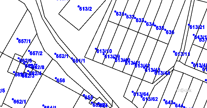 Parcela st. 613/39 v KÚ Jirkov, Katastrální mapa
