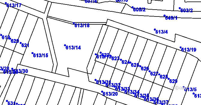 Parcela st. 622 v KÚ Jirkov, Katastrální mapa