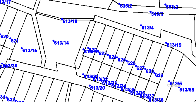 Parcela st. 623 v KÚ Jirkov, Katastrální mapa