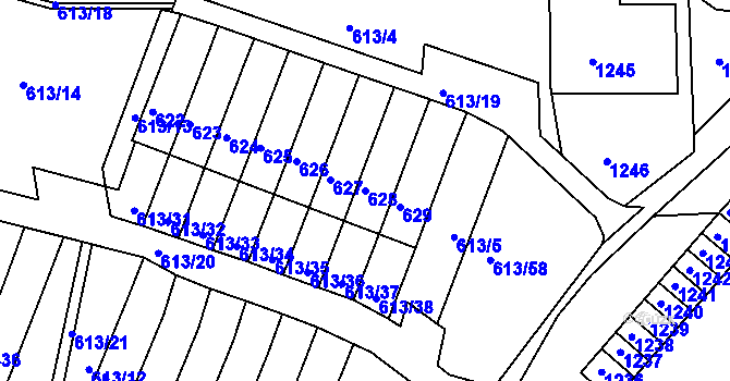 Parcela st. 628 v KÚ Jirkov, Katastrální mapa