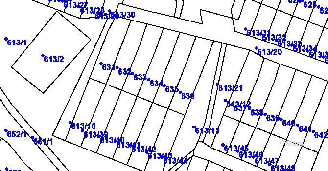 Parcela st. 635 v KÚ Jirkov, Katastrální mapa