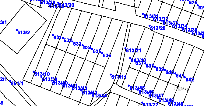 Parcela st. 636 v KÚ Jirkov, Katastrální mapa