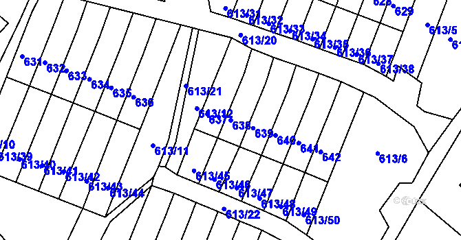 Parcela st. 638 v KÚ Jirkov, Katastrální mapa
