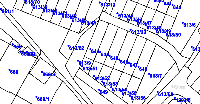 Parcela st. 644 v KÚ Jirkov, Katastrální mapa