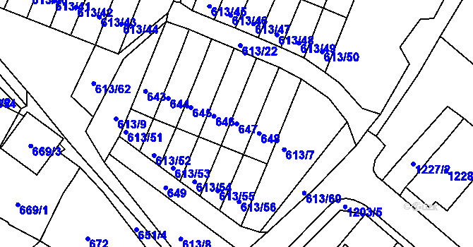 Parcela st. 647 v KÚ Jirkov, Katastrální mapa