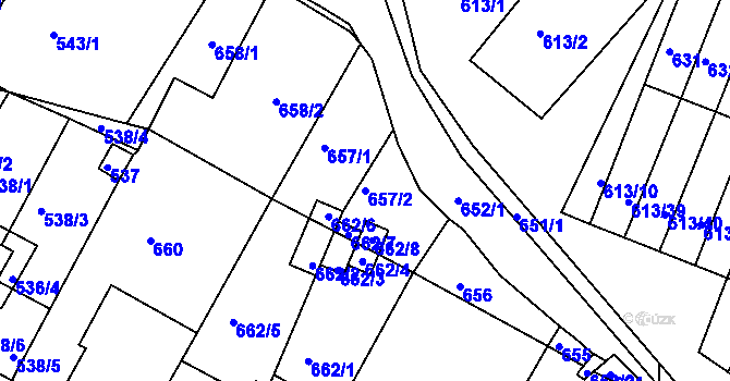 Parcela st. 657/2 v KÚ Jirkov, Katastrální mapa