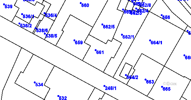 Parcela st. 661 v KÚ Jirkov, Katastrální mapa