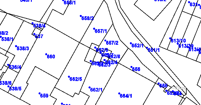 Parcela st. 662/7 v KÚ Jirkov, Katastrální mapa