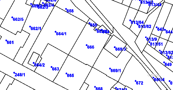 Parcela st. 666 v KÚ Jirkov, Katastrální mapa