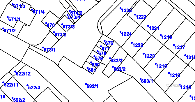 Parcela st. 678 v KÚ Jirkov, Katastrální mapa