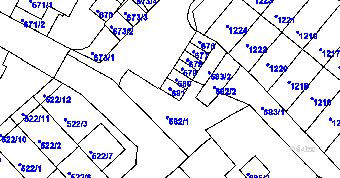 Parcela st. 681 v KÚ Jirkov, Katastrální mapa