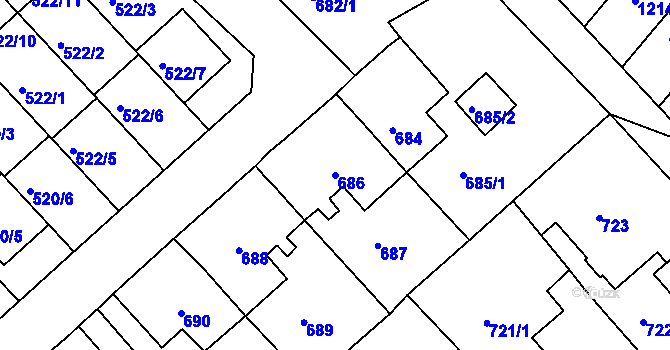 Parcela st. 686 v KÚ Jirkov, Katastrální mapa