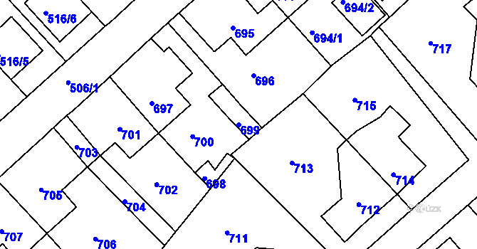 Parcela st. 699 v KÚ Jirkov, Katastrální mapa