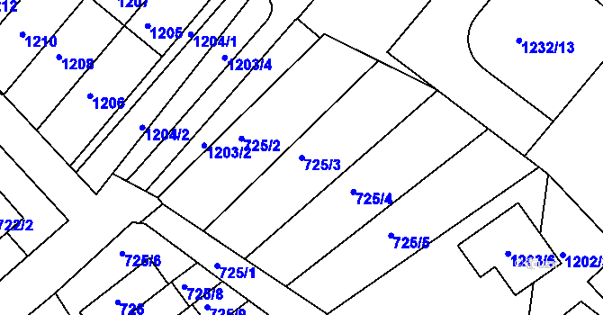 Parcela st. 725/3 v KÚ Jirkov, Katastrální mapa