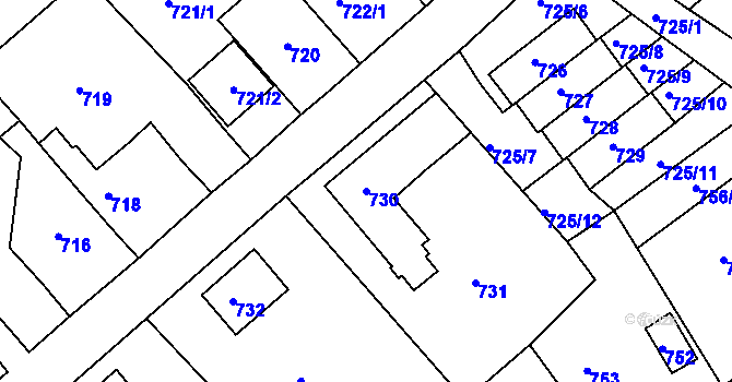 Parcela st. 730 v KÚ Jirkov, Katastrální mapa
