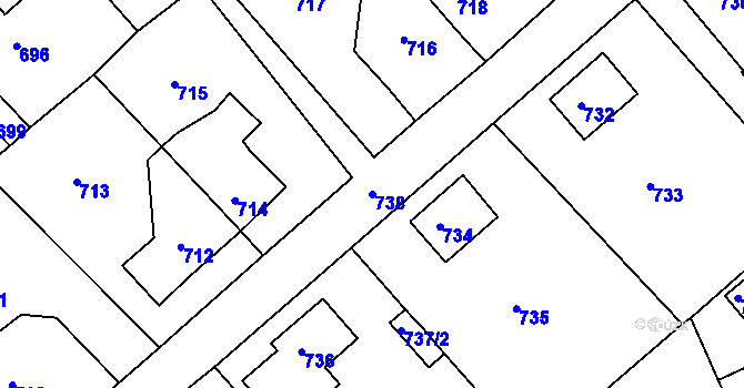 Parcela st. 738 v KÚ Jirkov, Katastrální mapa