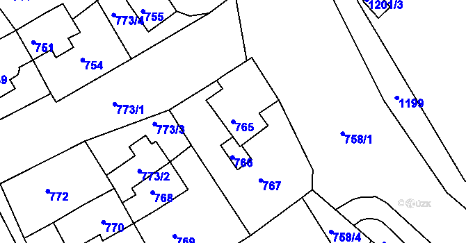 Parcela st. 765 v KÚ Jirkov, Katastrální mapa