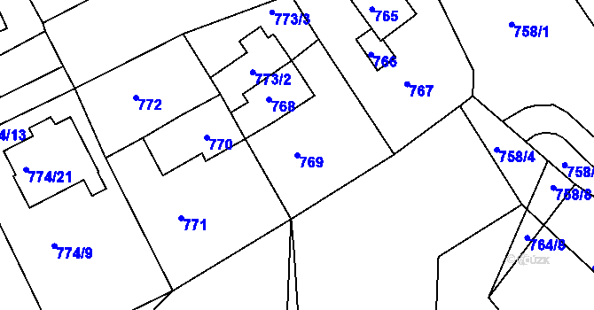 Parcela st. 769 v KÚ Jirkov, Katastrální mapa
