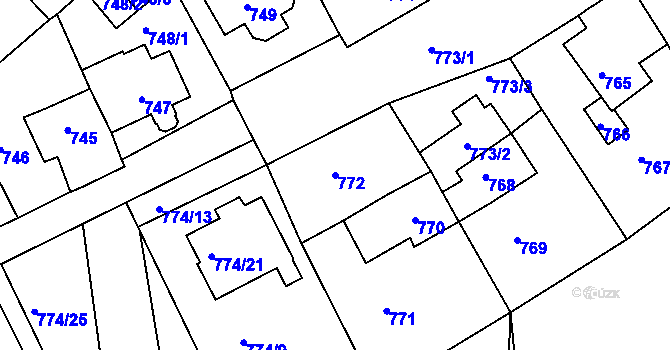 Parcela st. 772 v KÚ Jirkov, Katastrální mapa