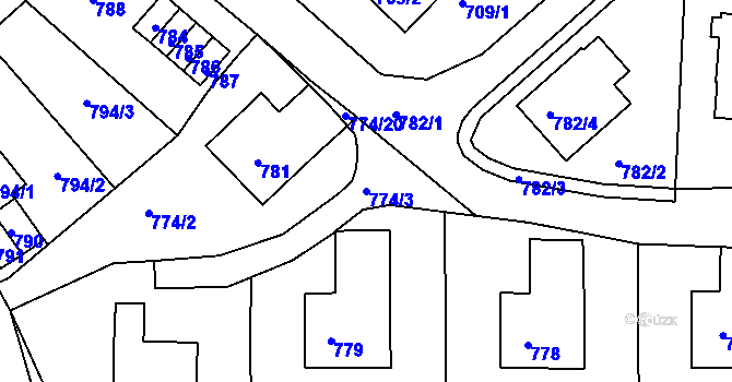 Parcela st. 774/3 v KÚ Jirkov, Katastrální mapa