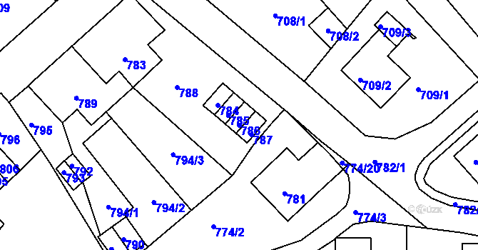 Parcela st. 786 v KÚ Jirkov, Katastrální mapa