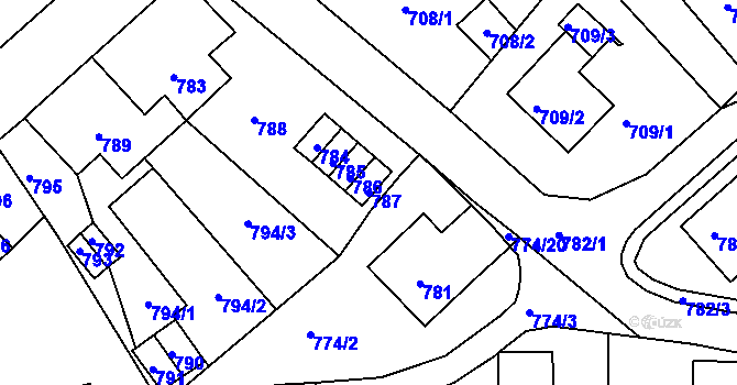 Parcela st. 787 v KÚ Jirkov, Katastrální mapa