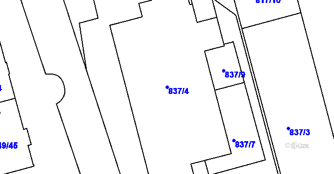 Parcela st. 837/4 v KÚ Jirkov, Katastrální mapa