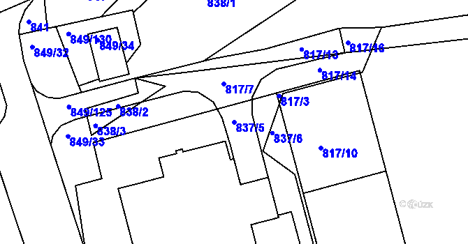 Parcela st. 837/5 v KÚ Jirkov, Katastrální mapa