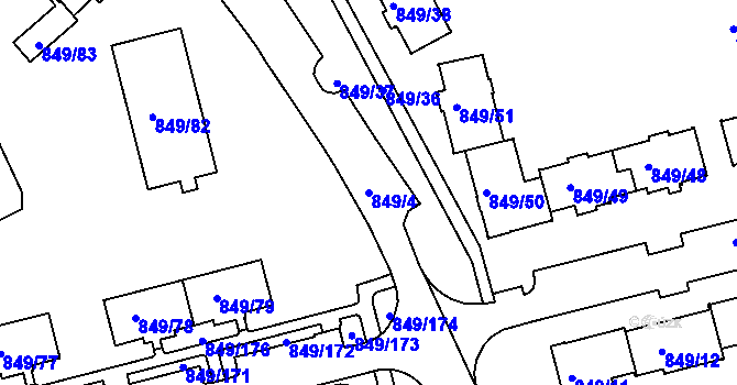 Parcela st. 849/4 v KÚ Jirkov, Katastrální mapa