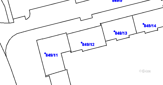 Parcela st. 849/12 v KÚ Jirkov, Katastrální mapa