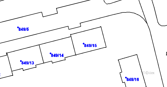 Parcela st. 849/15 v KÚ Jirkov, Katastrální mapa