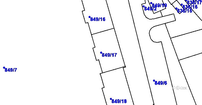 Parcela st. 849/17 v KÚ Jirkov, Katastrální mapa