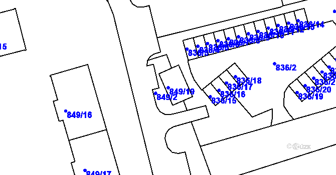 Parcela st. 849/19 v KÚ Jirkov, Katastrální mapa