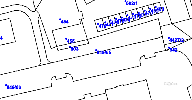 Parcela st. 849/65 v KÚ Jirkov, Katastrální mapa