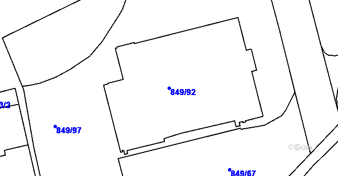 Parcela st. 849/92 v KÚ Jirkov, Katastrální mapa