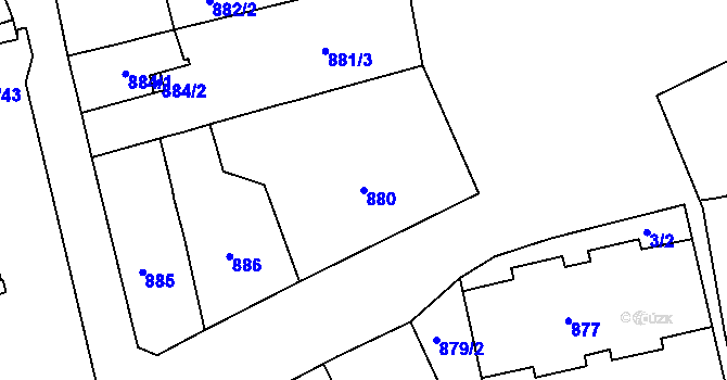 Parcela st. 880 v KÚ Jirkov, Katastrální mapa