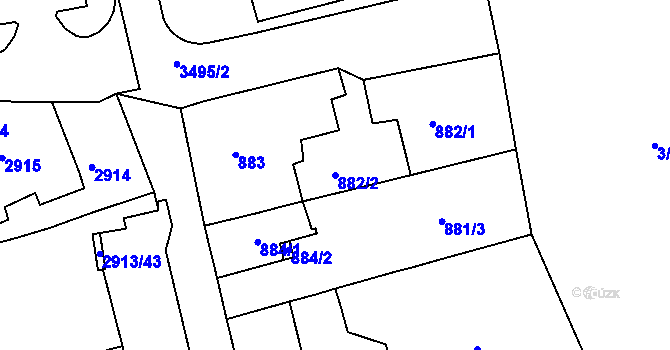 Parcela st. 882/2 v KÚ Jirkov, Katastrální mapa