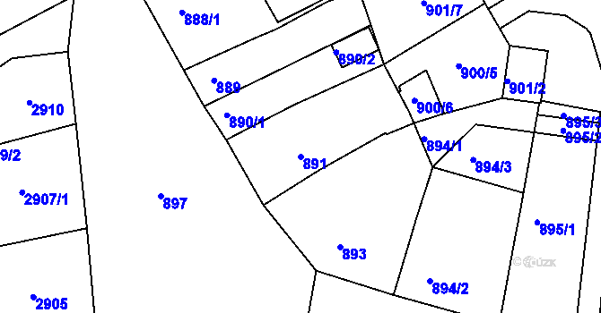 Parcela st. 891 v KÚ Jirkov, Katastrální mapa