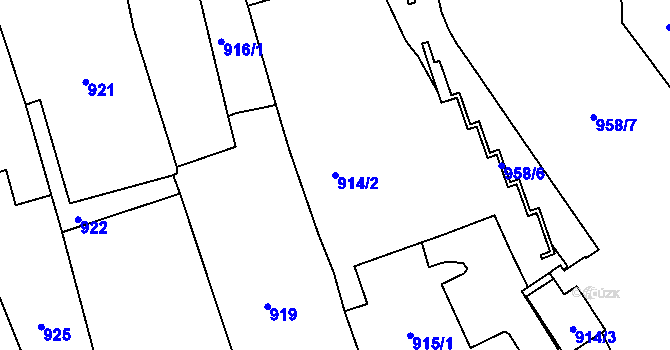 Parcela st. 914/2 v KÚ Jirkov, Katastrální mapa