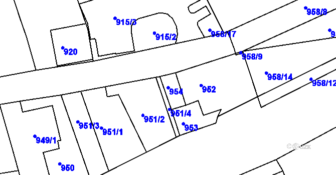 Parcela st. 954 v KÚ Jirkov, Katastrální mapa